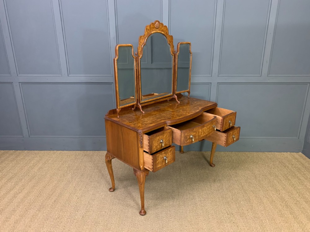 Burr Walnut Dressing Table and Stool View XIV