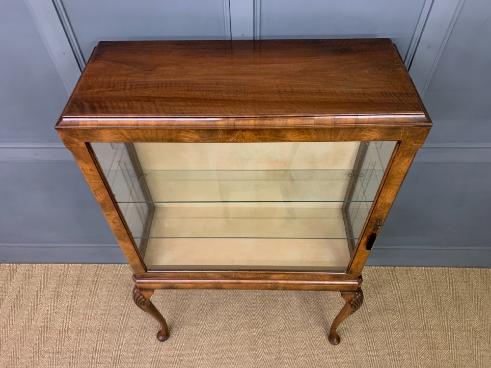 Queen Anne Style Burr Walnut Display Cabinet View III