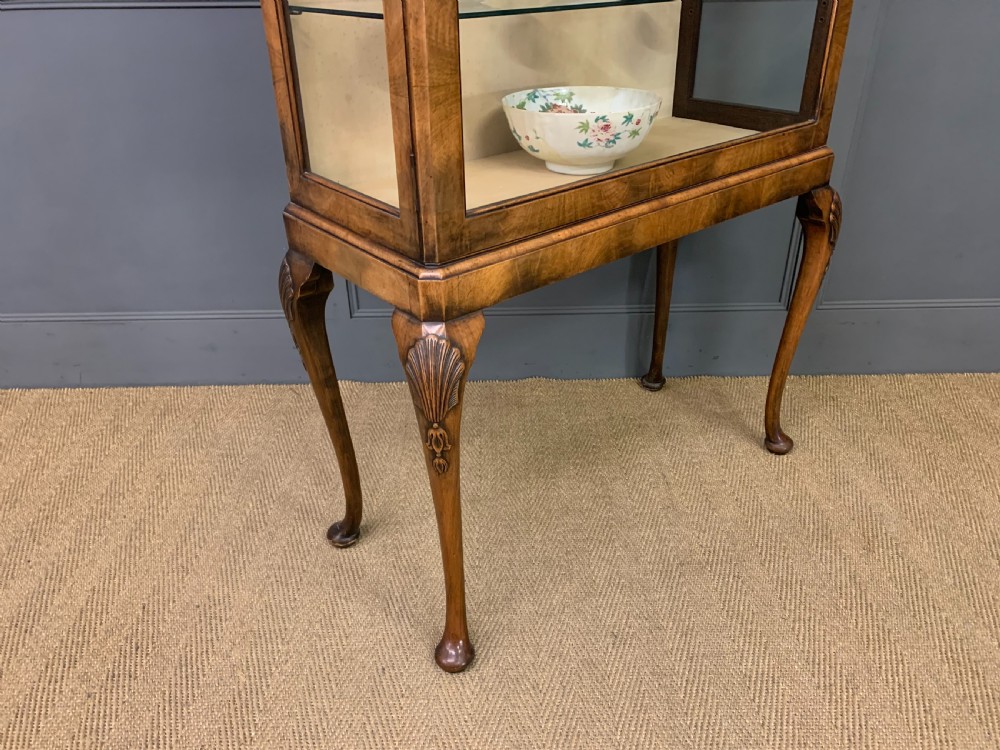Queen Anne Style Burr Walnut Display Cabinet View VII