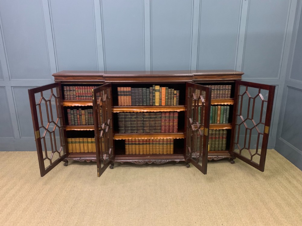 Long Mahogany Break Fronted Bookcase View IV