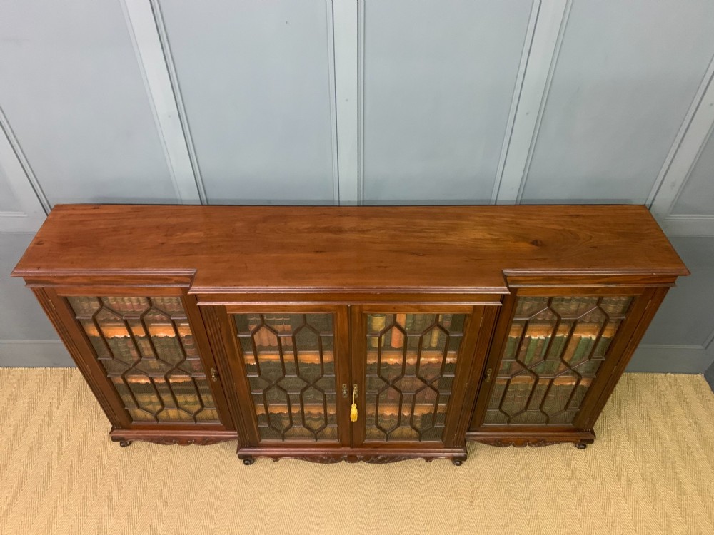 Long Mahogany Break Fronted Bookcase View IX