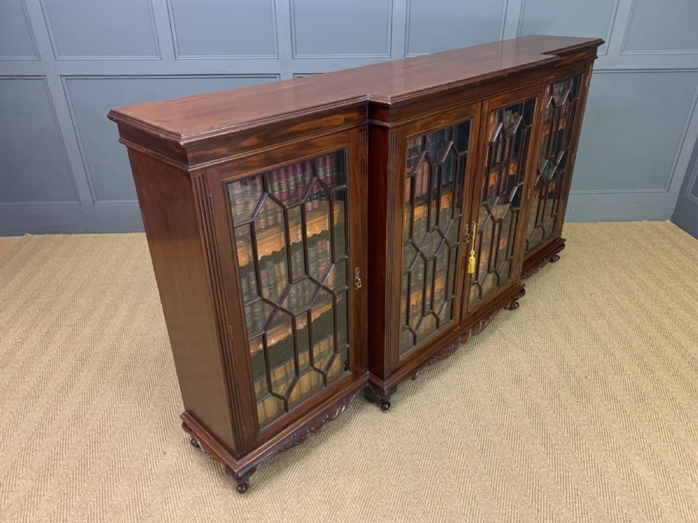 Long Mahogany Break Fronted Bookcase View XII