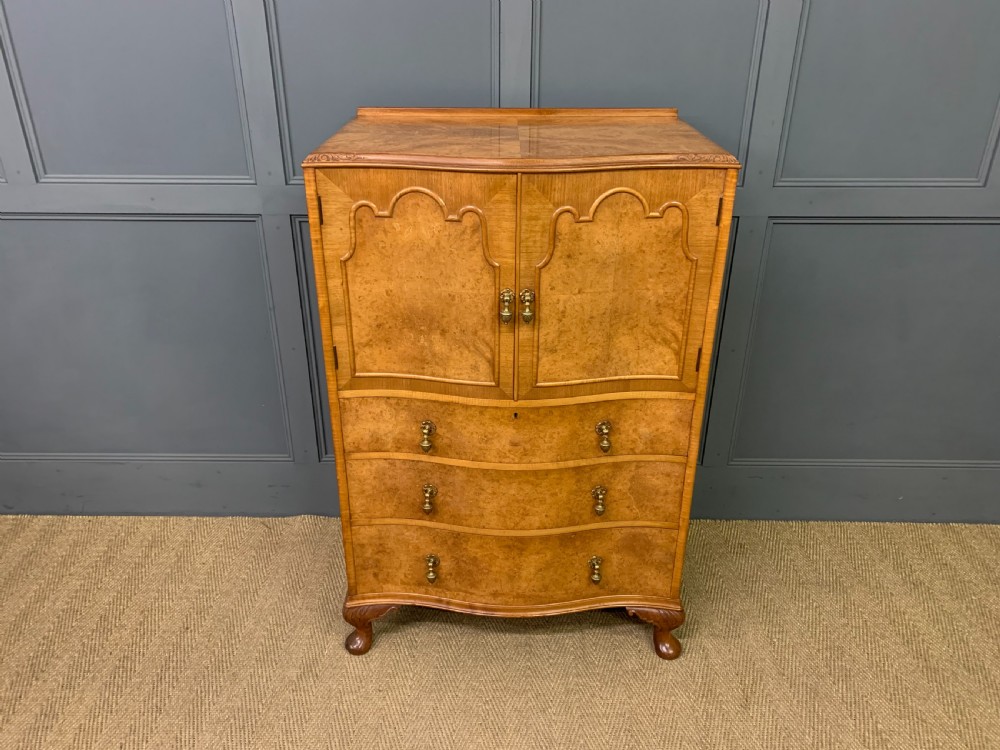 Queen Anne Style Burr Walnut Linen Press View II