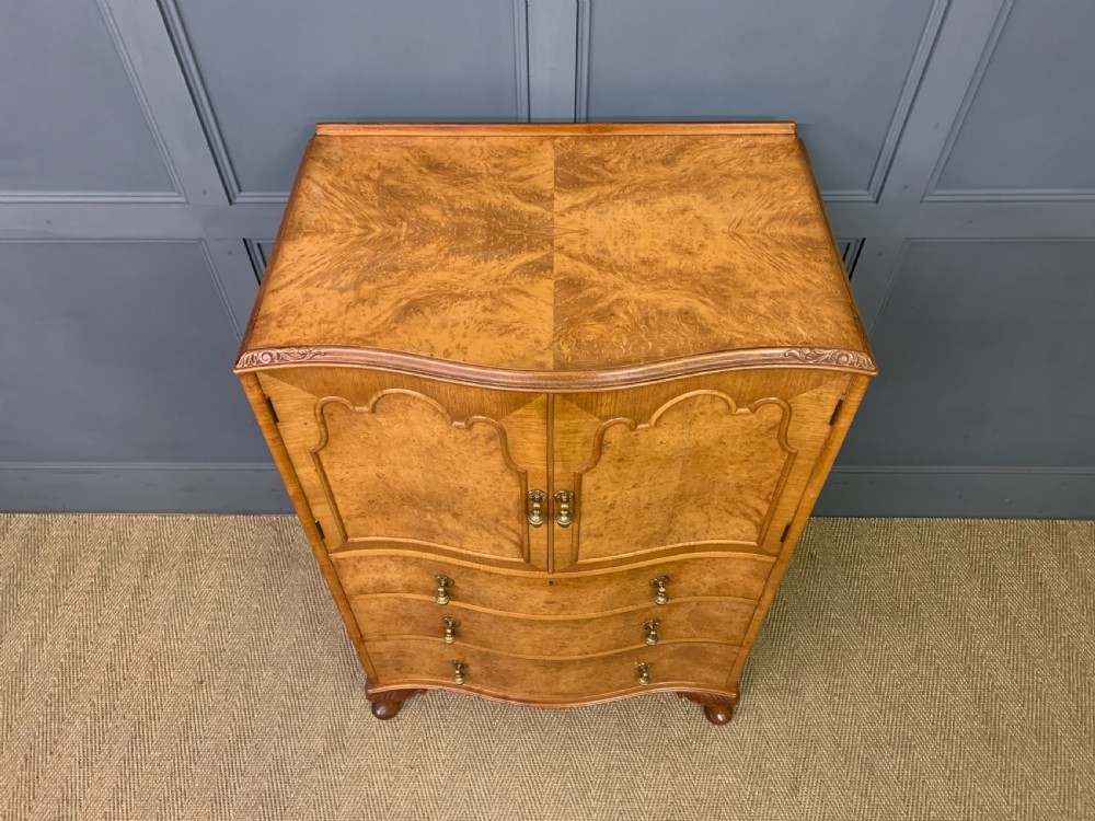 Queen Anne Style Burr Walnut Linen Press View III