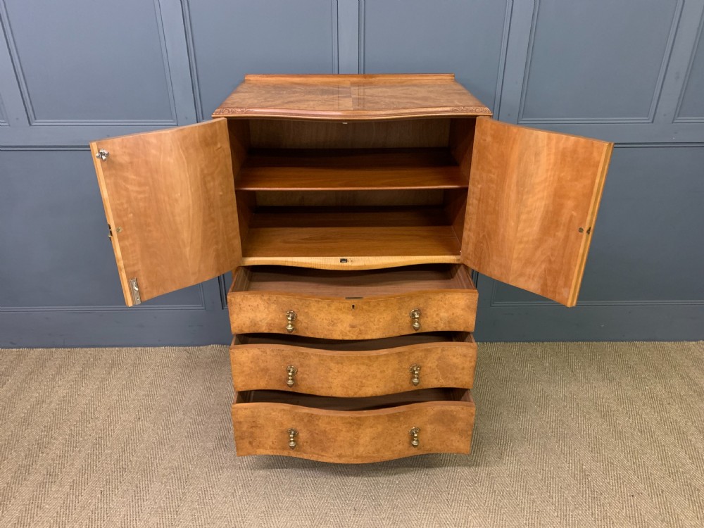 Queen Anne Style Burr Walnut Linen Press View IV