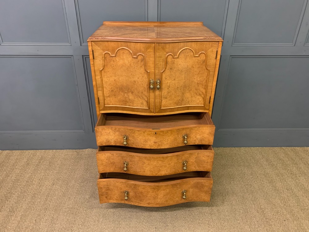 Queen Anne Style Burr Walnut Linen Press View VII