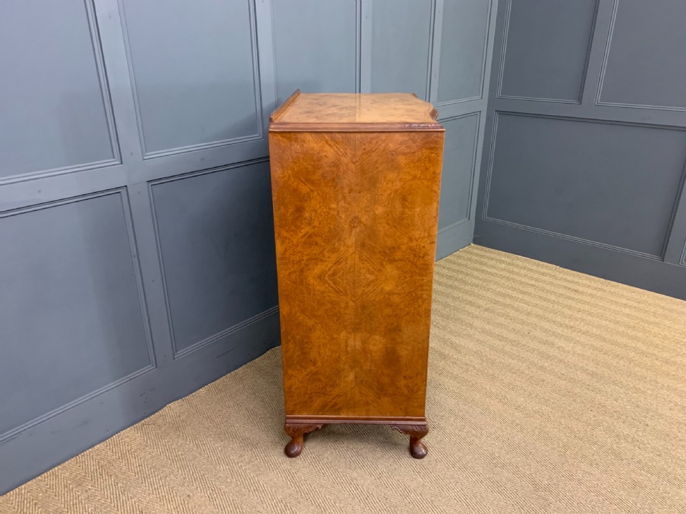 Queen Anne Style Burr Walnut Linen Press View VIII