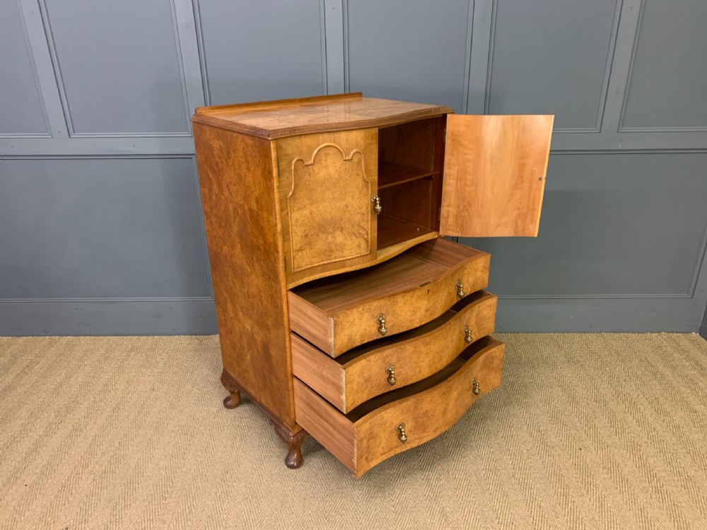 Queen Anne Style Burr Walnut Linen Press View XI
