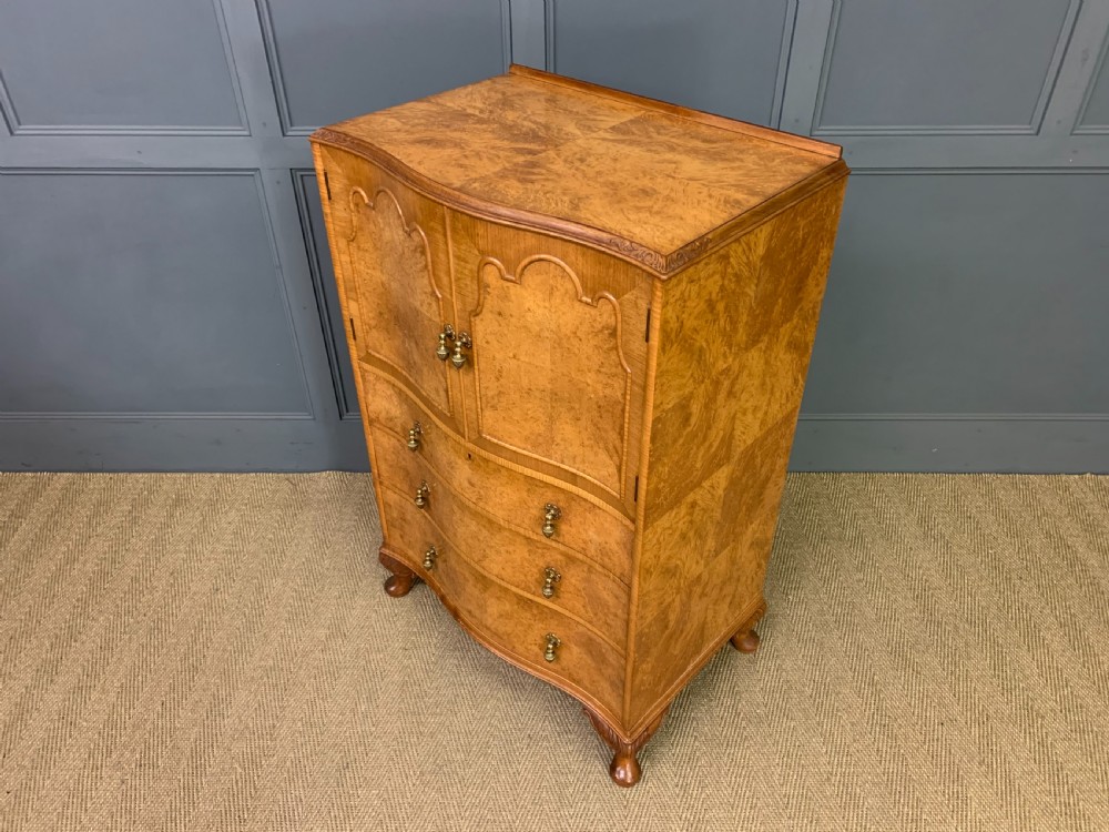 Queen Anne Style Burr Walnut Linen Press View XII