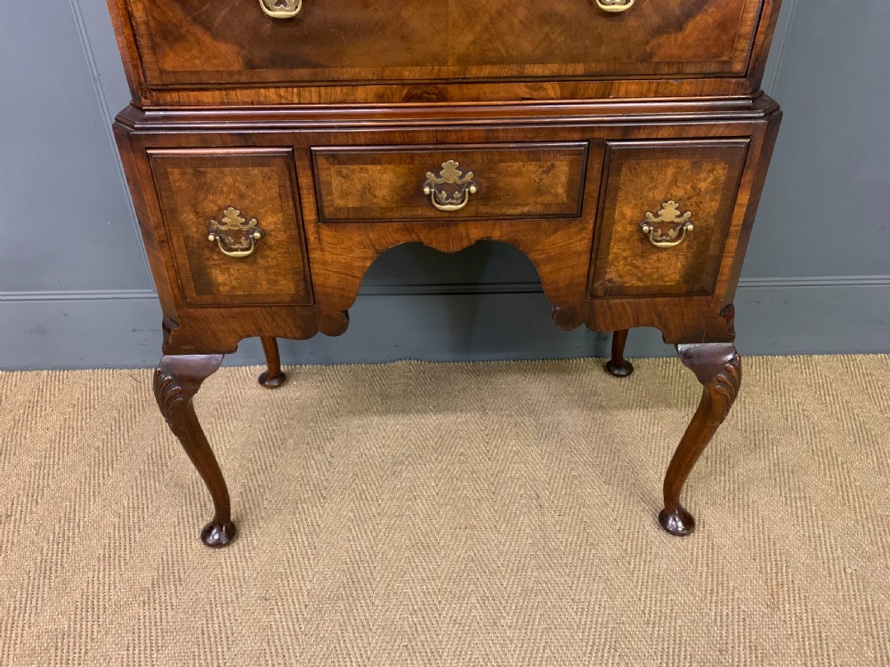 Burr Walnut Chest on Stand or Tallboy View III