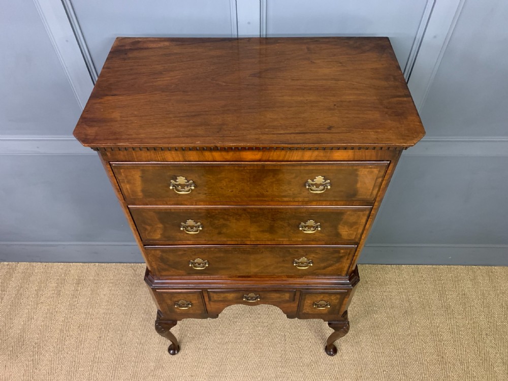 Burr Walnut Chest on Stand or Tallboy View VI