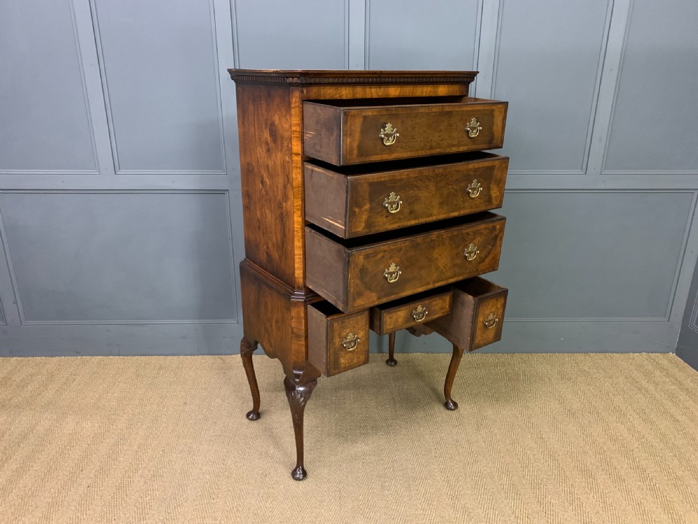 Burr Walnut Chest on Stand or Tallboy View XI