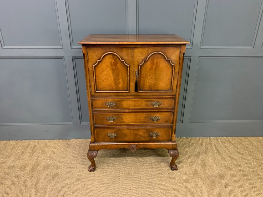 Burr Walnut Press Cupboard by Maple and Co View II