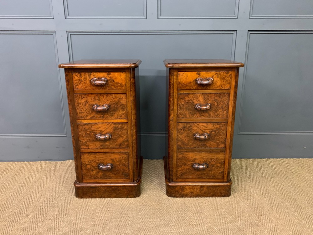 Pair of Victorian Burr Walnut Bedside Chests View II