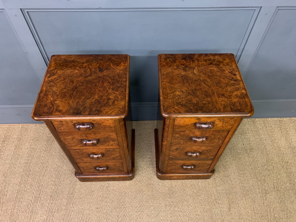 Pair of Victorian Burr Walnut Bedside Chests View III
