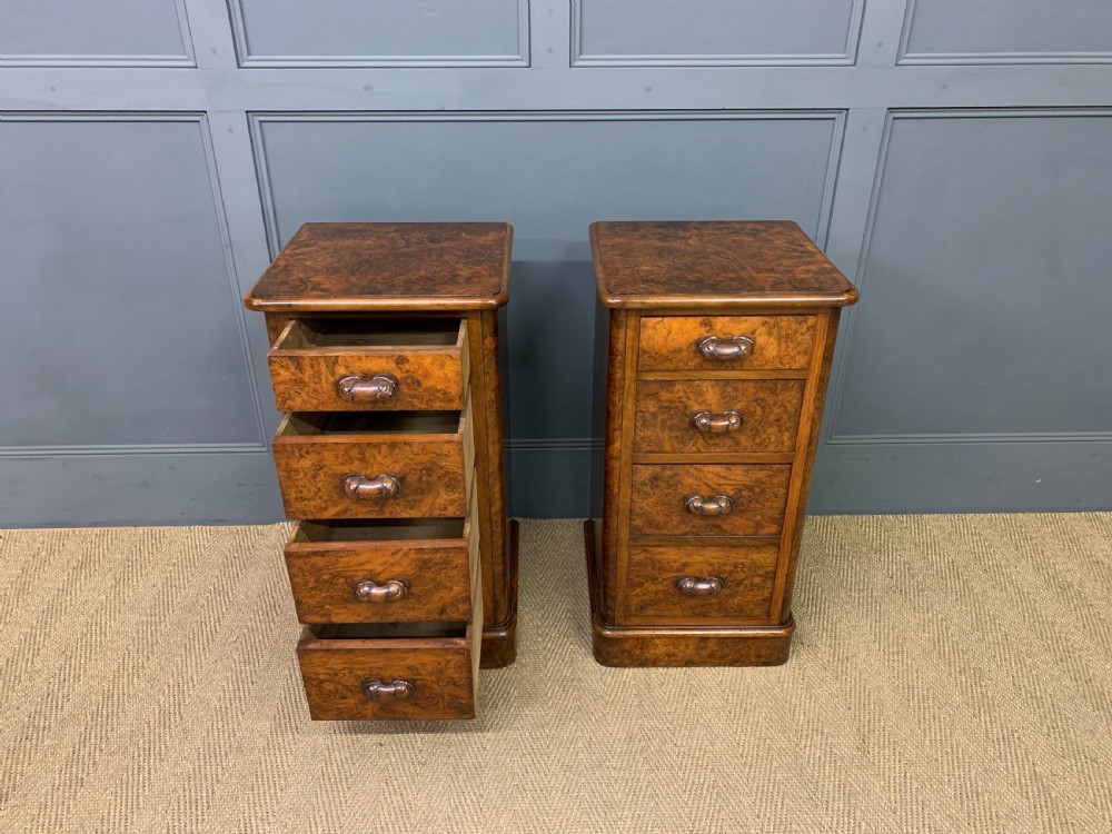 Pair of Victorian Burr Walnut Bedside Chests View IV