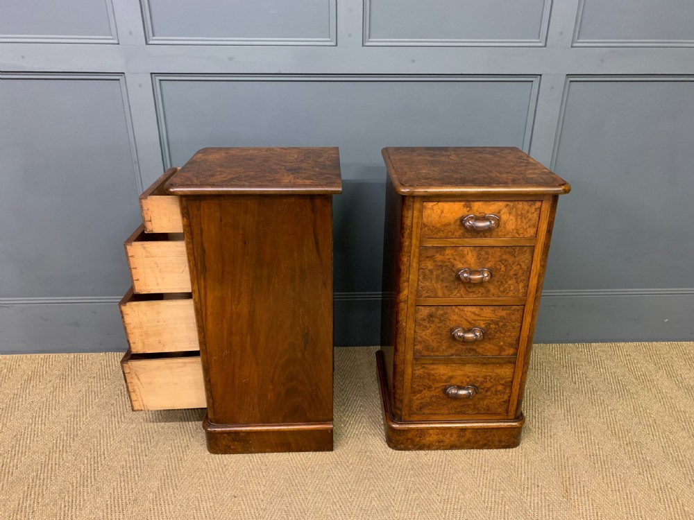 Pair of Victorian Burr Walnut Bedside Chests View VI