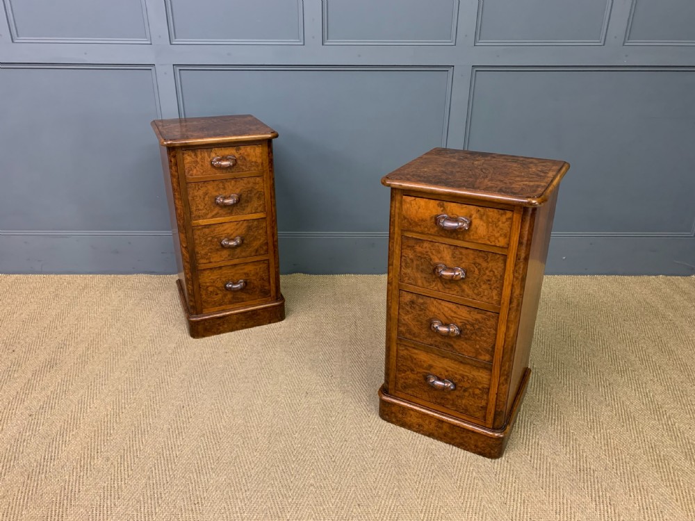 Pair of Victorian Burr Walnut Bedside Chests View VIII