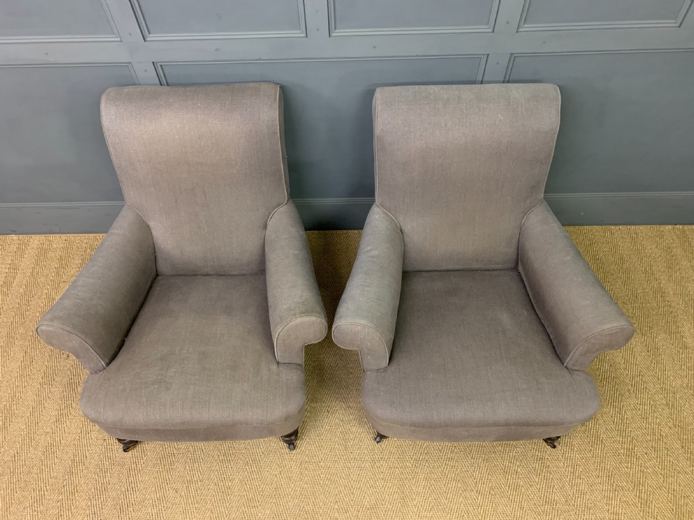 Pair of Victorian Upholstered Easy Armchairs View III