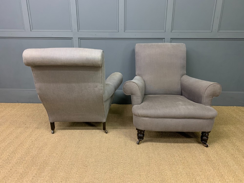 Pair of Victorian Upholstered Easy Armchairs View V
