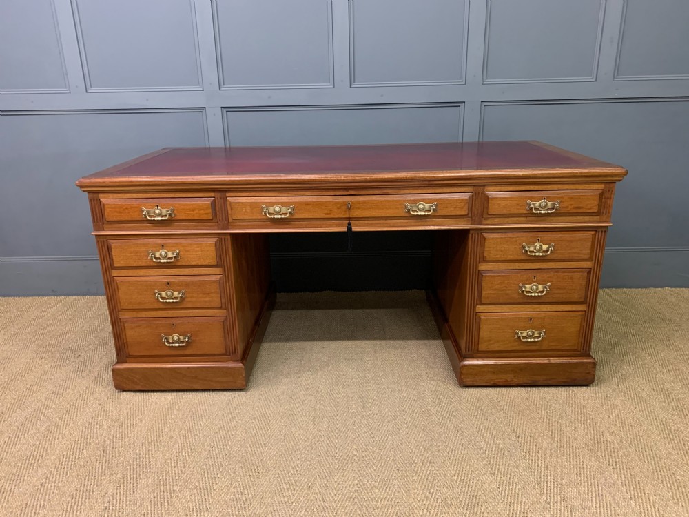 Large Victorian Walnut Pedestal Desk View II