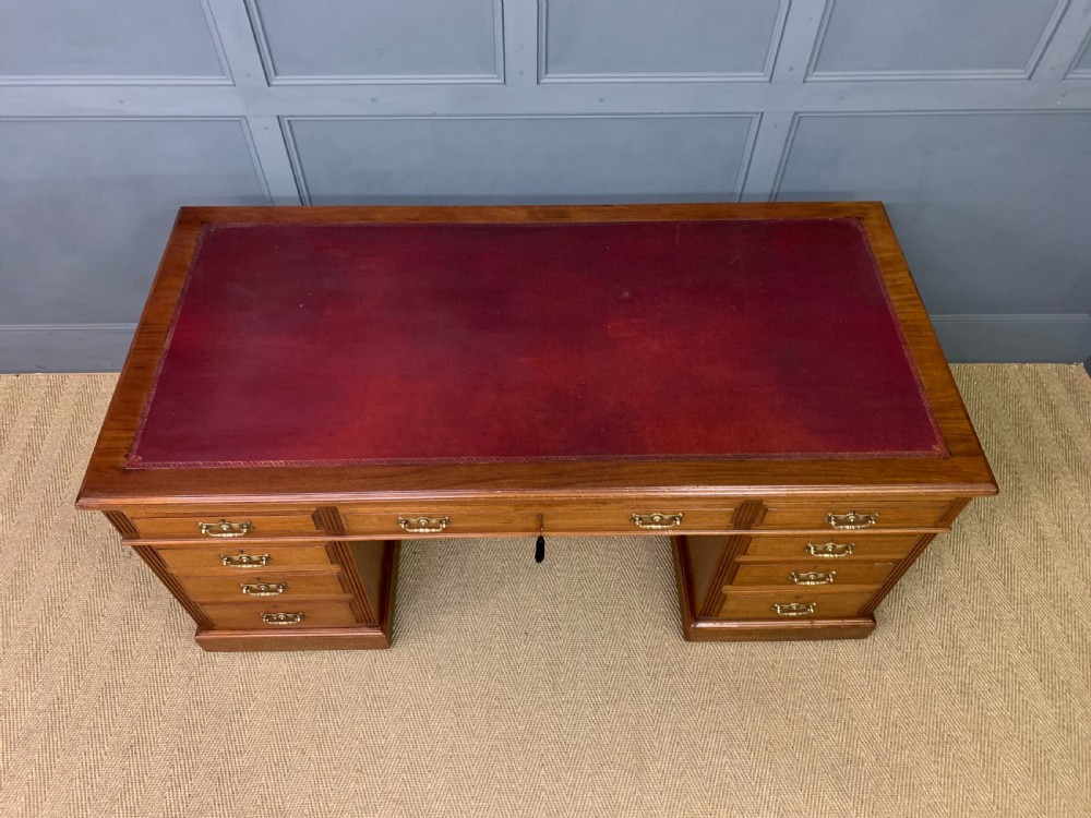 Large Victorian Walnut Pedestal Desk View III