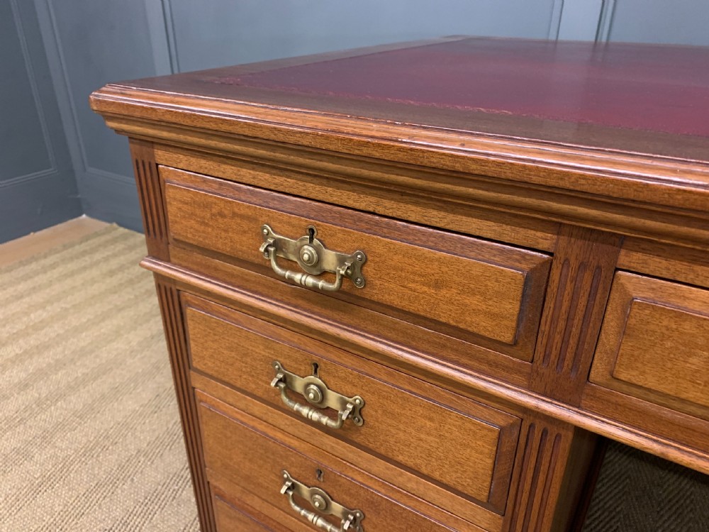 Large Victorian Walnut Pedestal Desk View V
