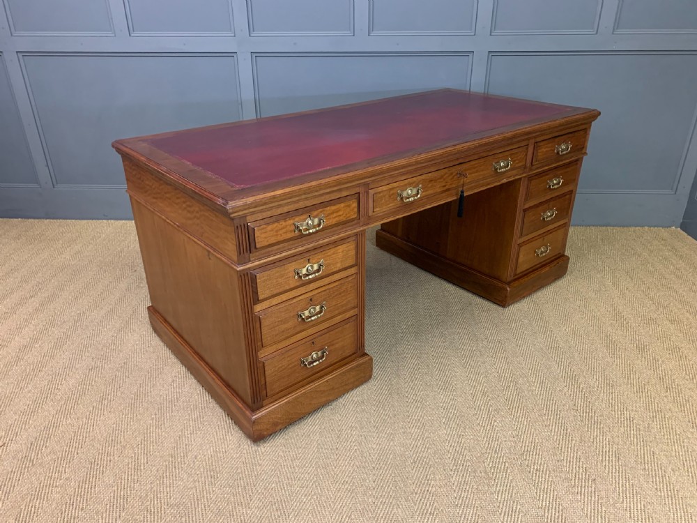 Large Victorian Walnut Pedestal Desk View IX