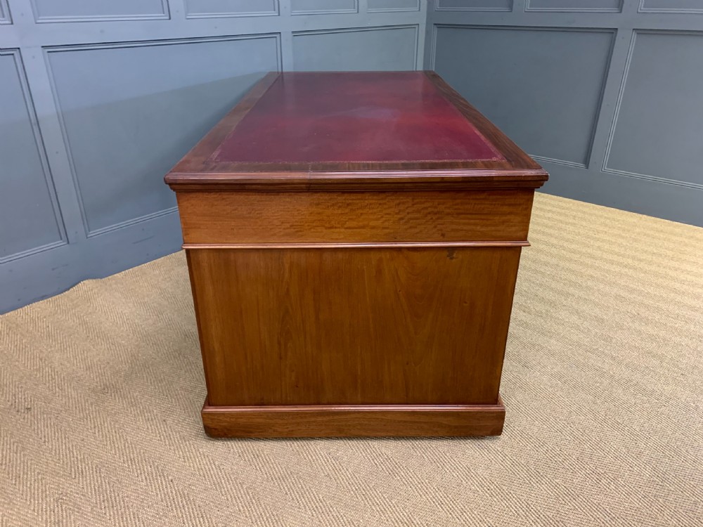 Large Victorian Walnut Pedestal Desk View X