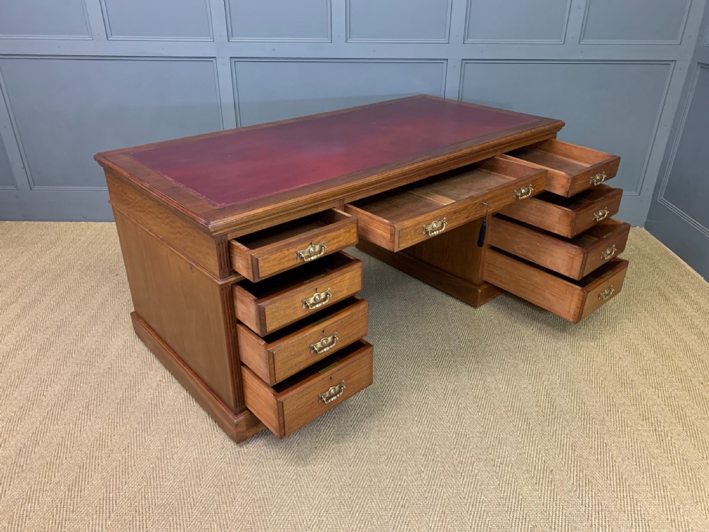 Large Victorian Walnut Pedestal Desk View XII
