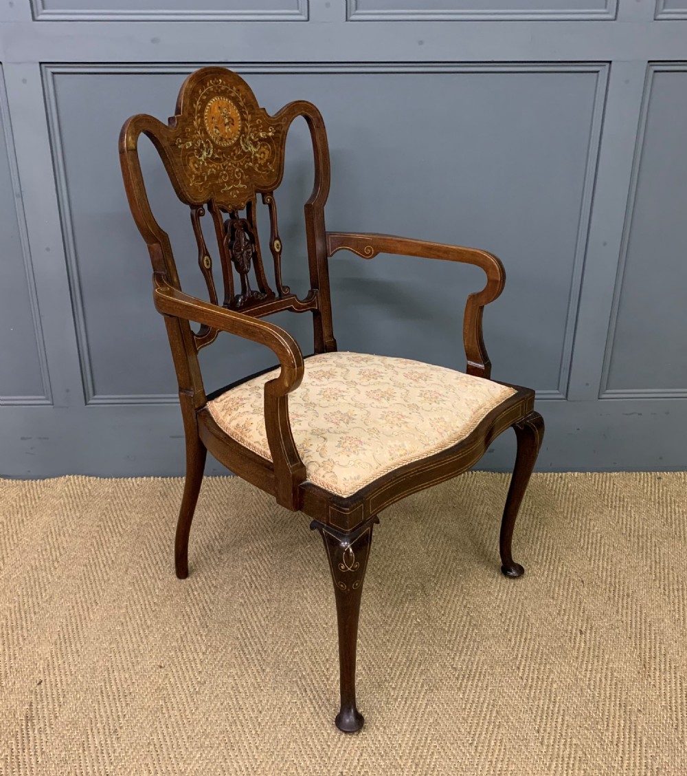 Late Victorian Inlaid Mahogany Armchair