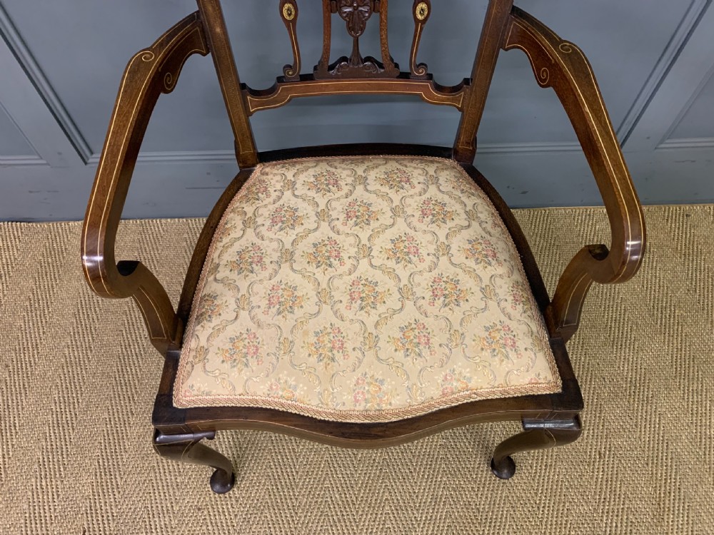 Late Victorian Inlaid Mahogany Armchair View III