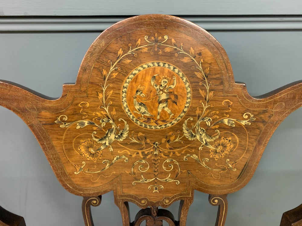 Late Victorian Inlaid Mahogany Armchair View V