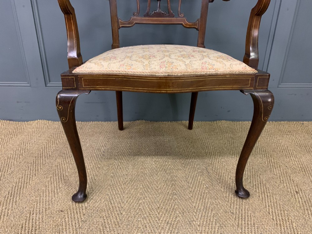 Late Victorian Inlaid Mahogany Armchair View VI