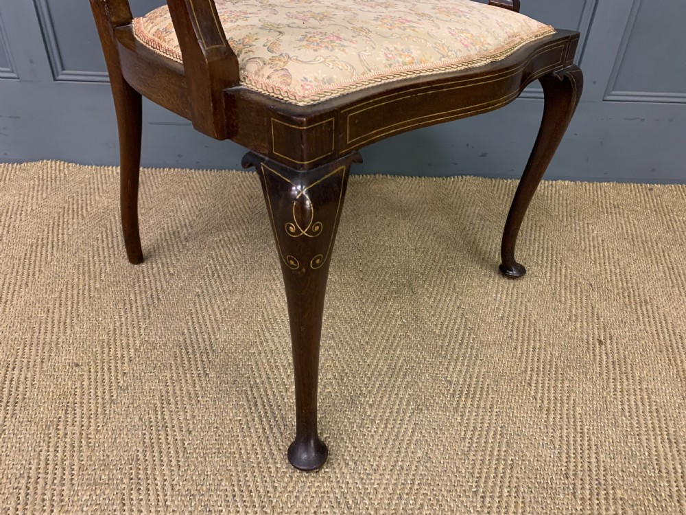 Late Victorian Inlaid Mahogany Armchair View VIII