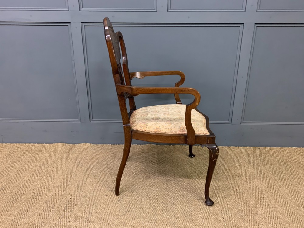 Late Victorian Inlaid Mahogany Armchair View IX
