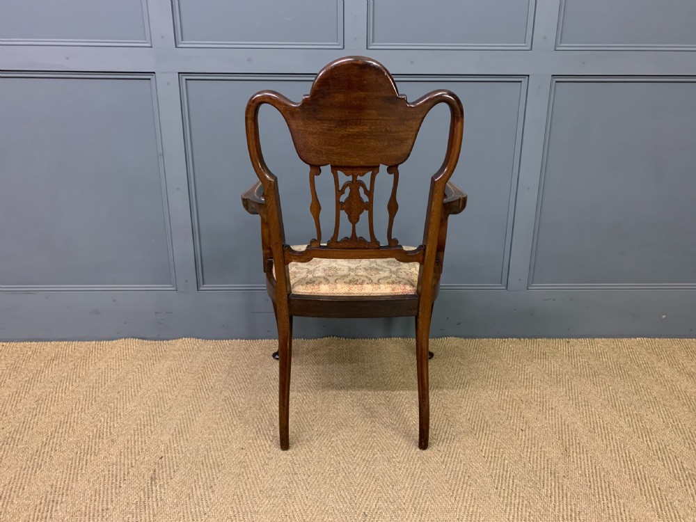 Late Victorian Inlaid Mahogany Armchair View X