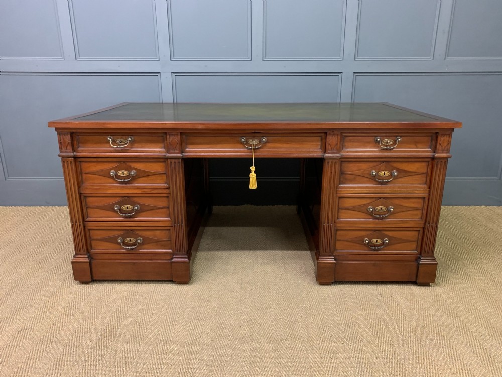 Large 19th Century Walnut Pedestal Desk View II