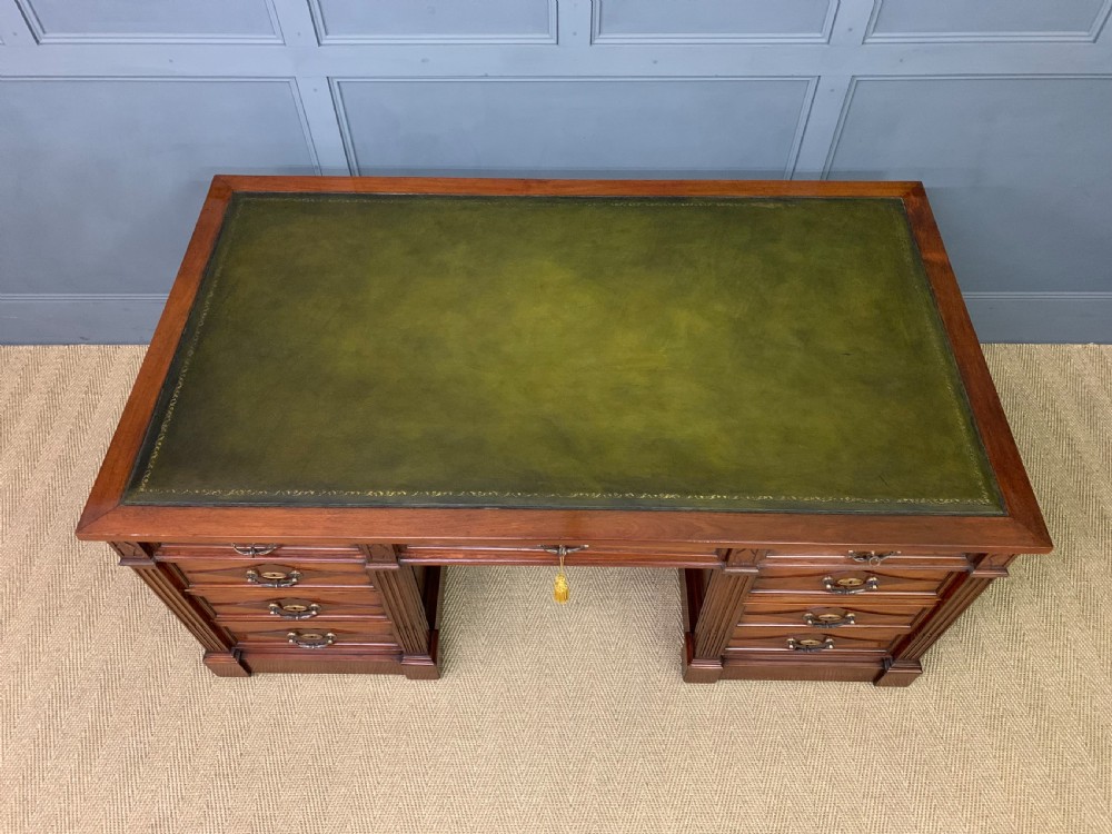 Large 19th Century Walnut Pedestal Desk View III