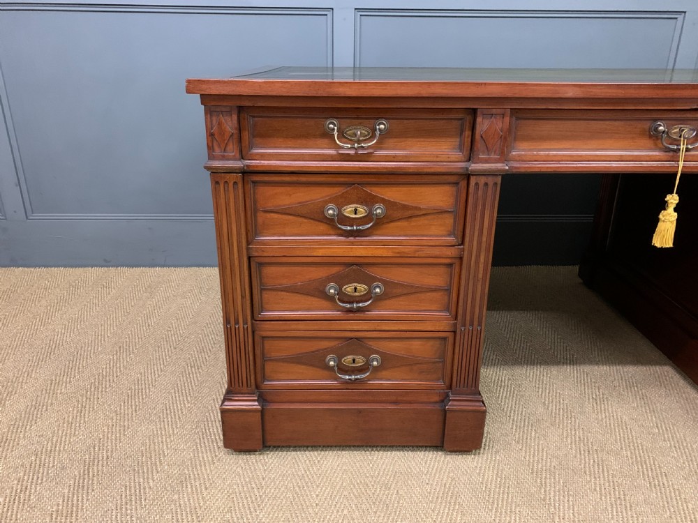 Large 19th Century Walnut Pedestal Desk View IV