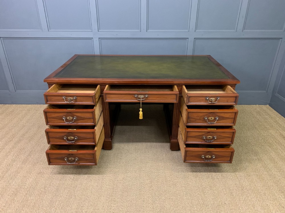 Large 19th Century Walnut Pedestal Desk View VIII