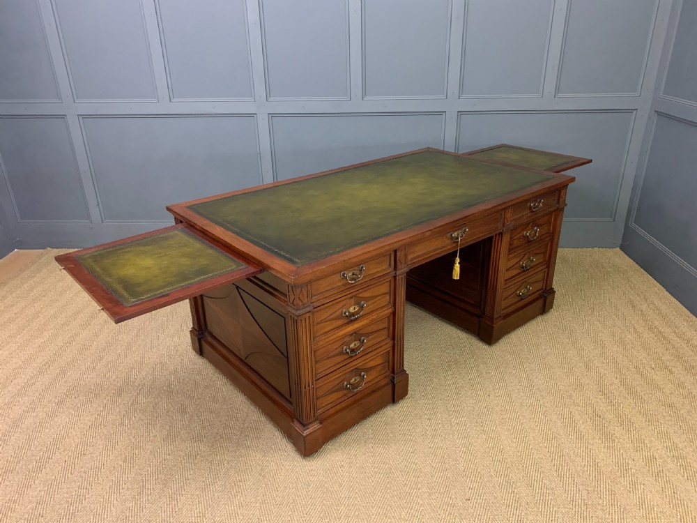 Large 19th Century Walnut Pedestal Desk View XIII