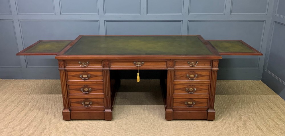Large 19th Century Walnut Pedestal Desk View XIV