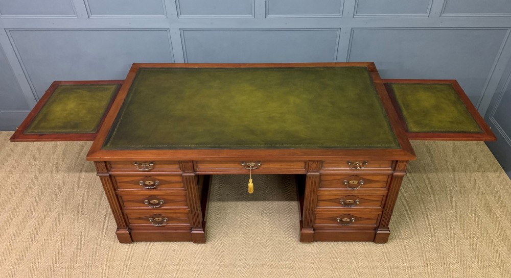 Large 19th Century Walnut Pedestal Desk View XV