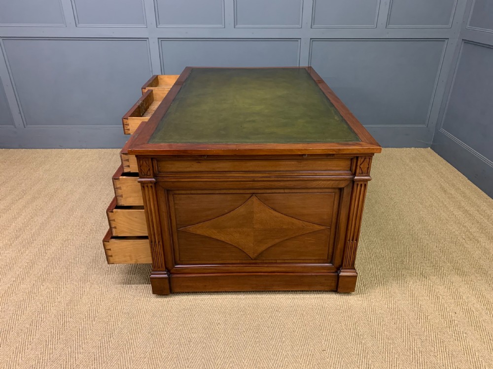 Large 19th Century Walnut Pedestal Desk View XVIII