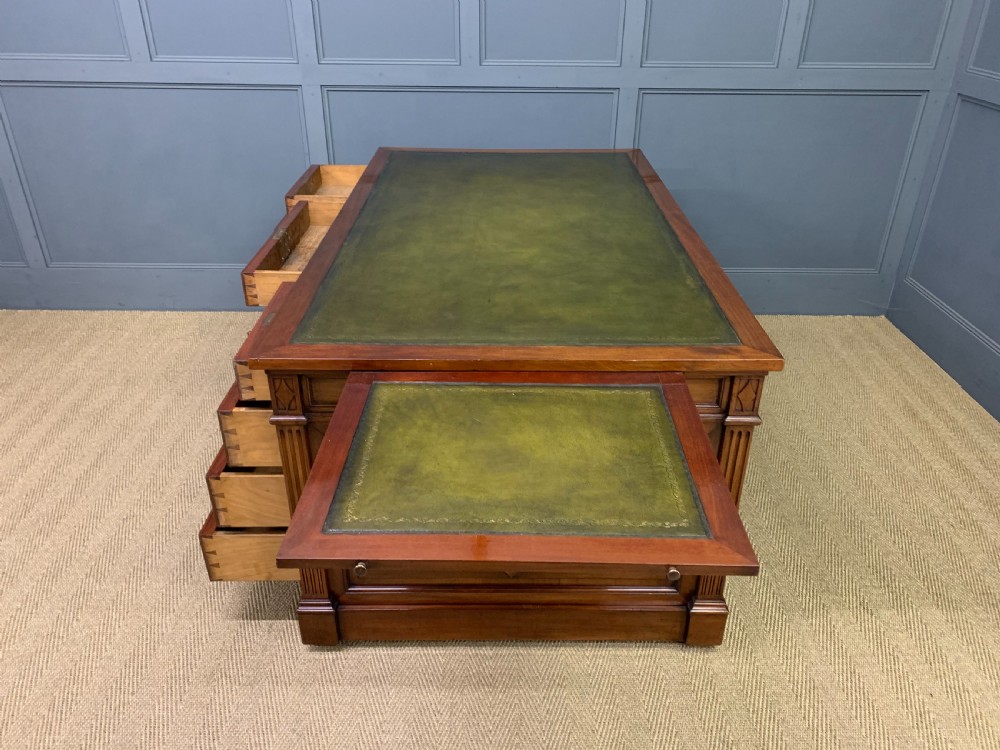 Large 19th Century Walnut Pedestal Desk View XIX
