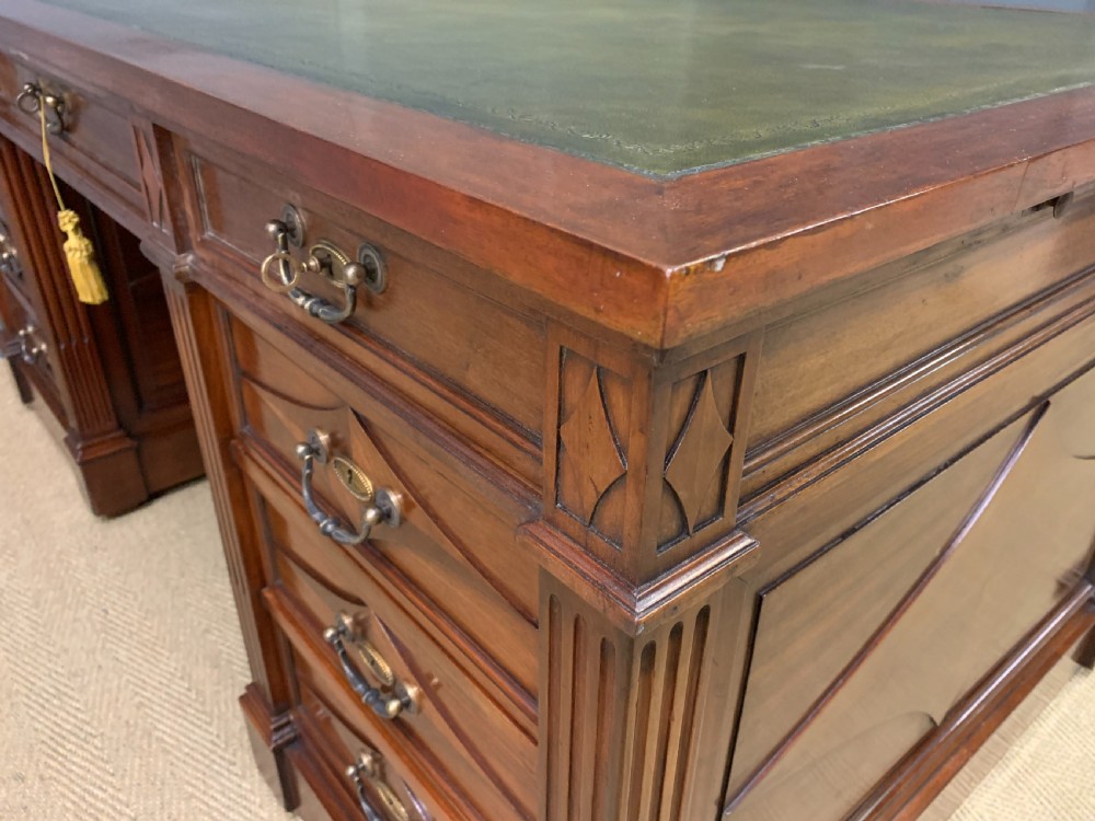 Large 19th Century Walnut Pedestal Desk View XX