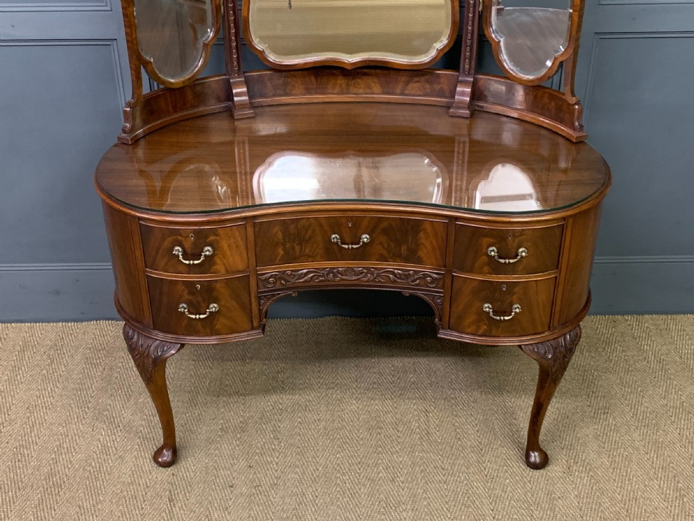 Flame Mahogany Kidney Shaped Dressing Table View III