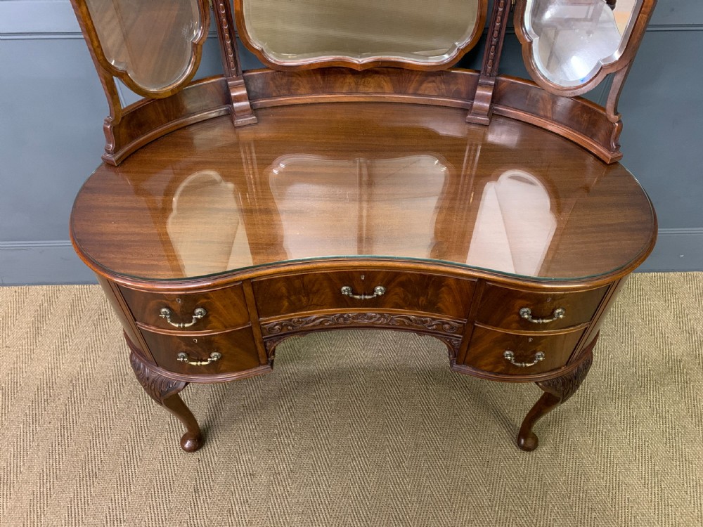 Flame Mahogany Kidney Shaped Dressing Table View IV