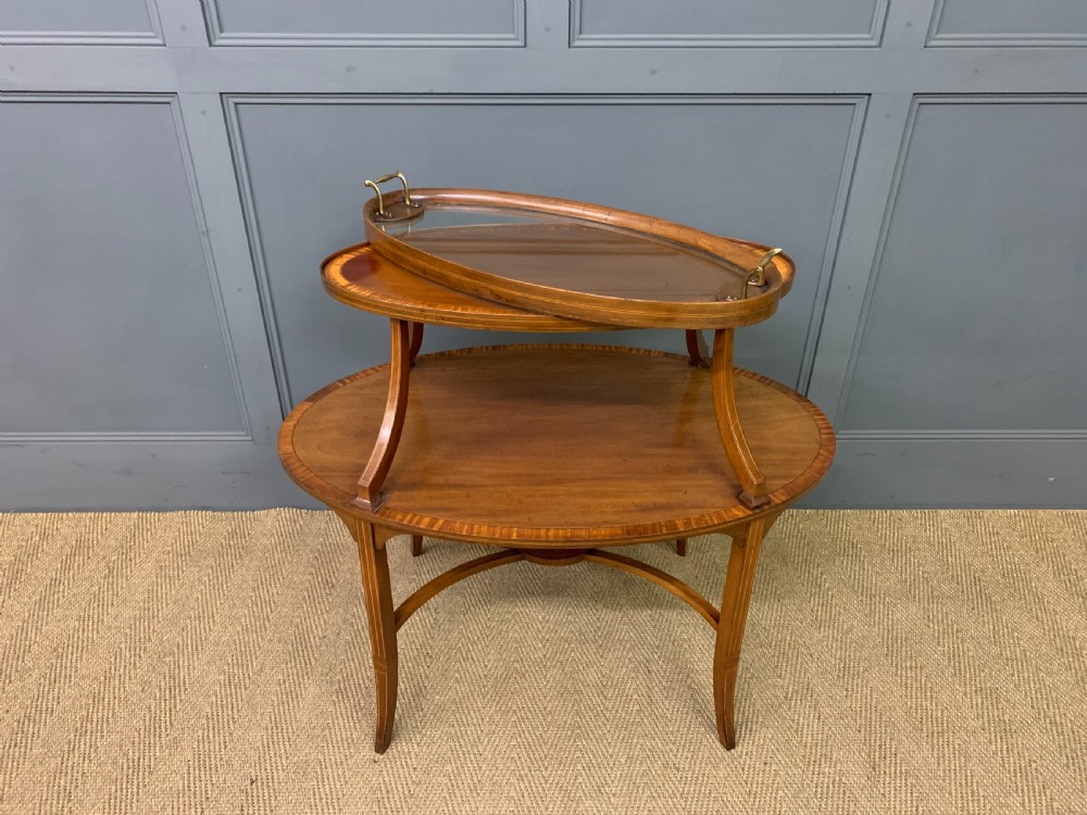 Edwardian Inlaid Mahogany Tray Top Table View V